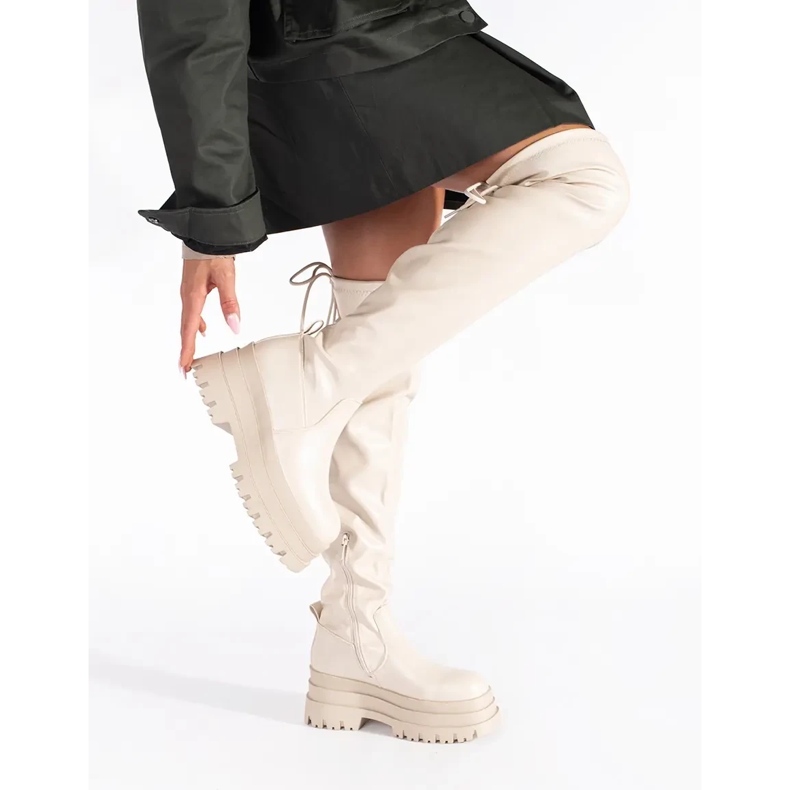 Mosqueteiros de plataforma creme bege 2