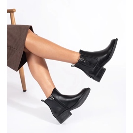 Botas Chelsea femininas pretas com zíper decorativo preto 1