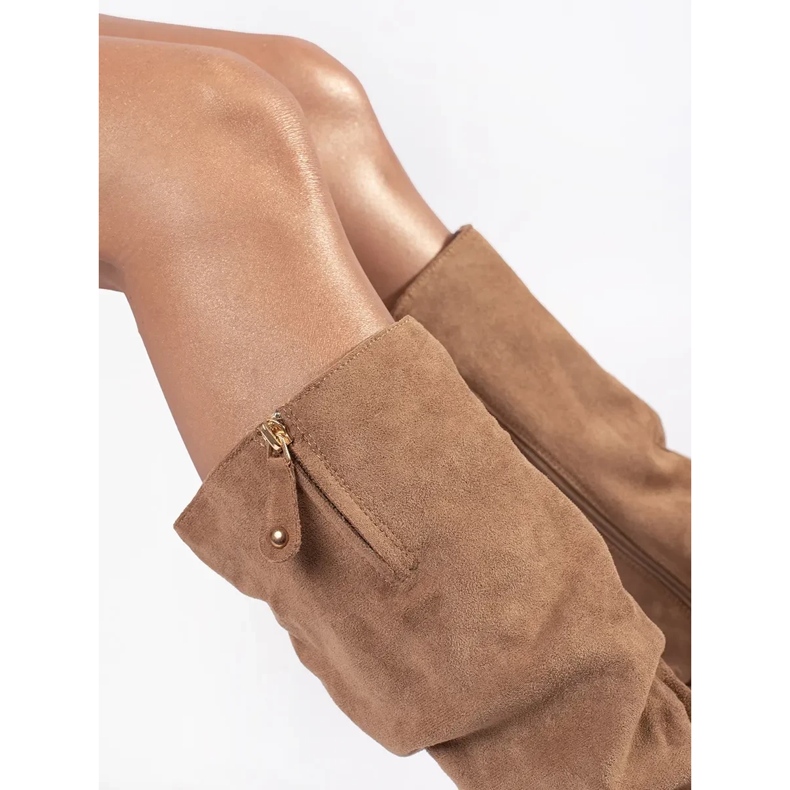 Botas femininas de camurça bege 1