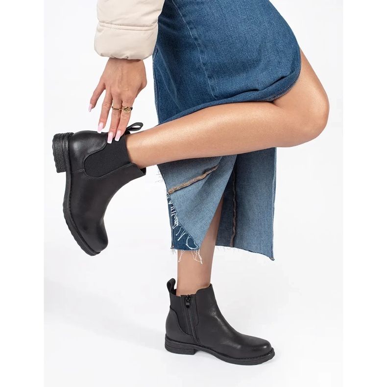 Botas Chelsea pretas femininas preto 1