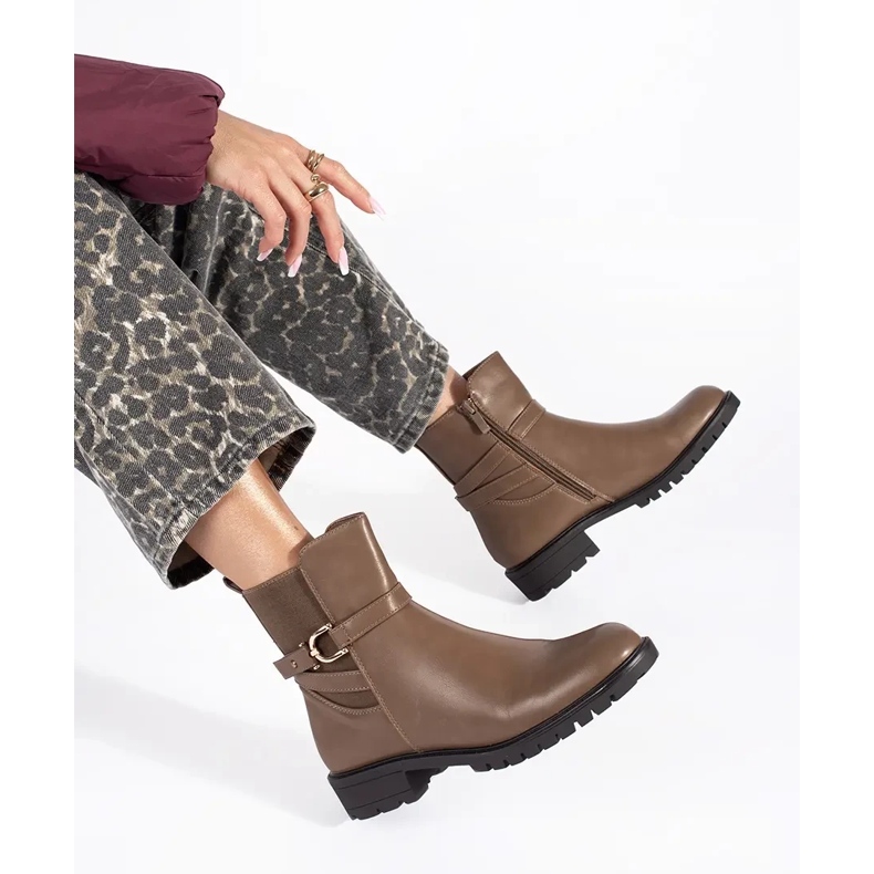 Botins de cano alto castanhos para mulher marrom 2