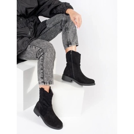 Botas cowboy femininas de camurça preta preto 2