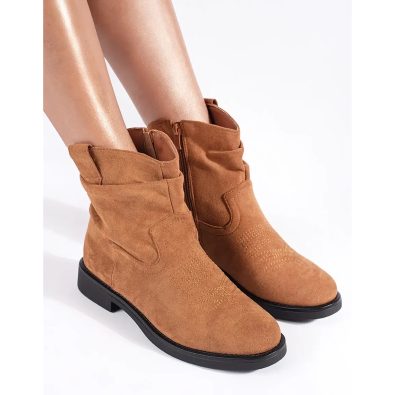 Botas cowboy femininas de camurça marrom 2