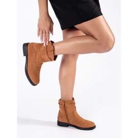 Botas cowboy femininas de camurça marrom castanho 1