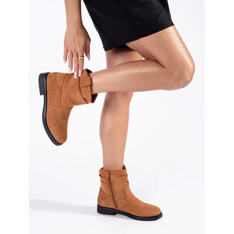 Botas cowboy femininas de camurça marrom castanho 1