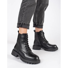 Botas femininas de couro preto na plataforma Sergio Leone 1