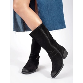 Botas cowboy femininas de couro preto por Sergio Leone 1