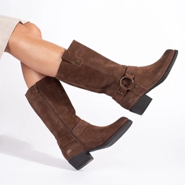 Botas cowboy de mulher Sergio Leone em pele castanha marrom 1
