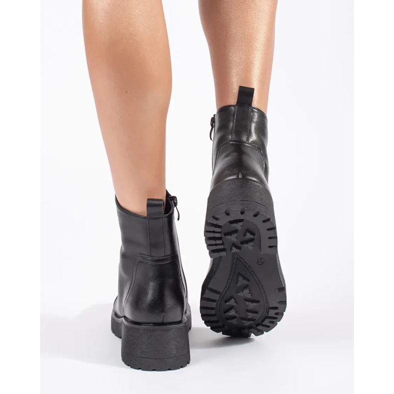 Botins de couro preto com sola grossa de Sergio Leone 1