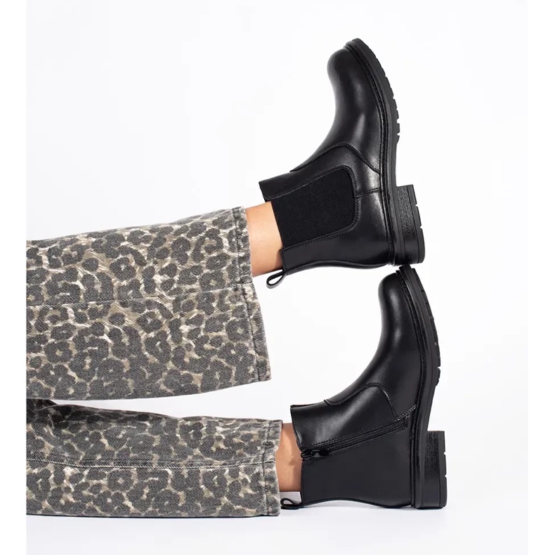 Botas Chelsea femininas pretas em couro natural de Sergio Leone preto 2