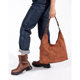 Botas femininas Chelsea de couro marrom com plataforma Sergio Leone 2