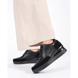 Sapatos femininos de couro preto com cunha Sergio Leone 2