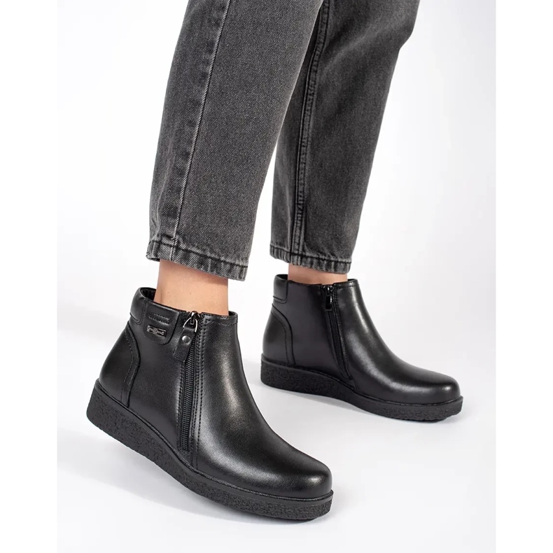 Botas confortáveis ​​com isolamento de couro preto por Sergio Leone 2