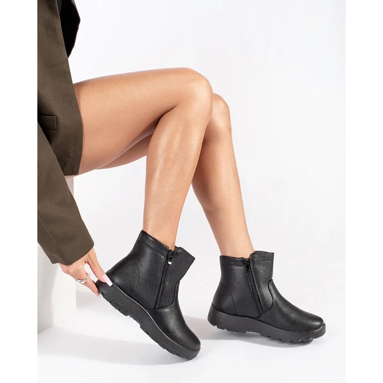 Botas femininas pretas leves com isolamento preto 1 Botas femininas pretas leves com isolamento preto 1