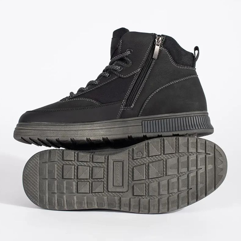 Botas altas de inverno masculinas com isolamento preto 1