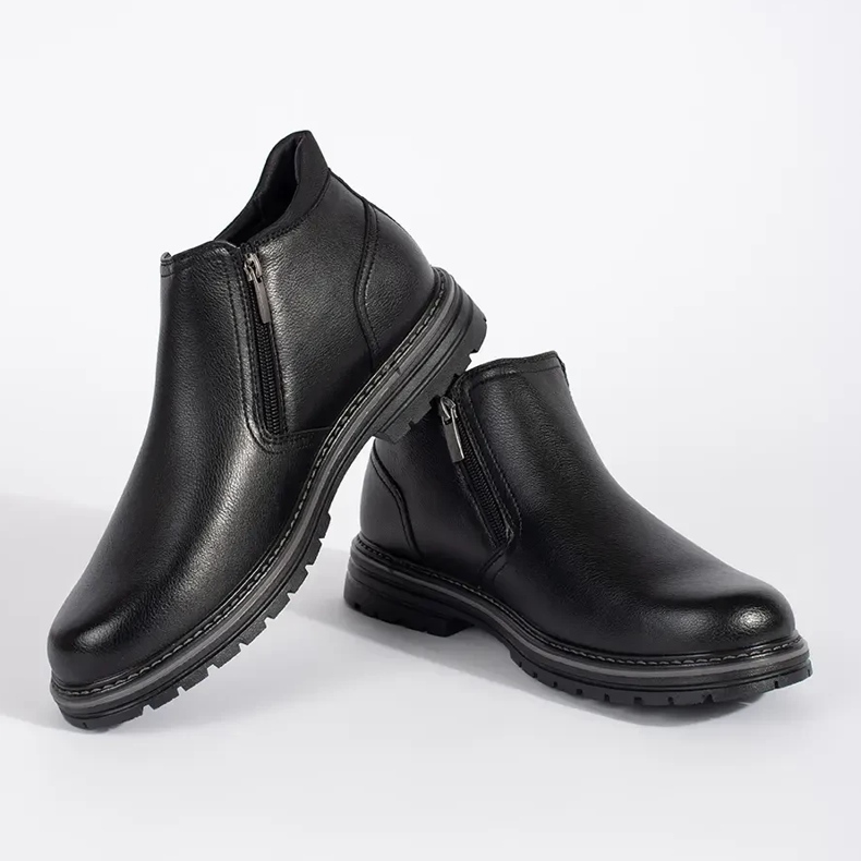 Botas de inverno masculinas negras, isoladas, pretas preto 2