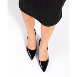 Seastar Salto alto feminino preto clássico lacado 1