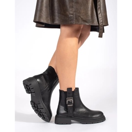 Botas Chelsea femininas pretas com fivela preto 1
