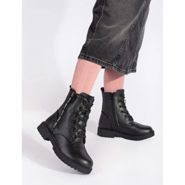 Botas de menina pretas com atacadores preto 1