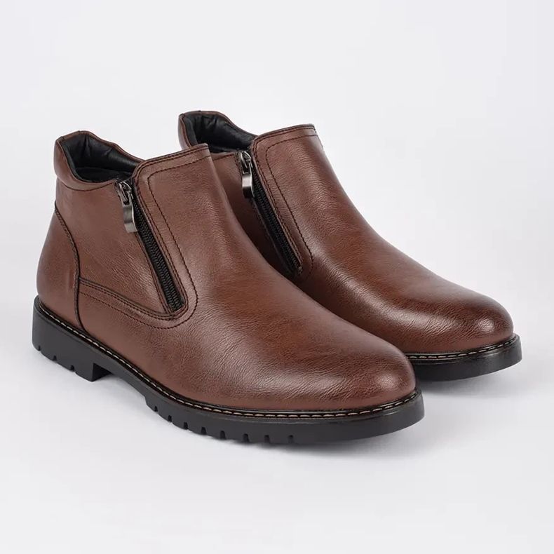 Botas masculinas com isolamento marrom de inverno castanho 1 Botas masculinas com isolamento marrom de inverno castanho 1