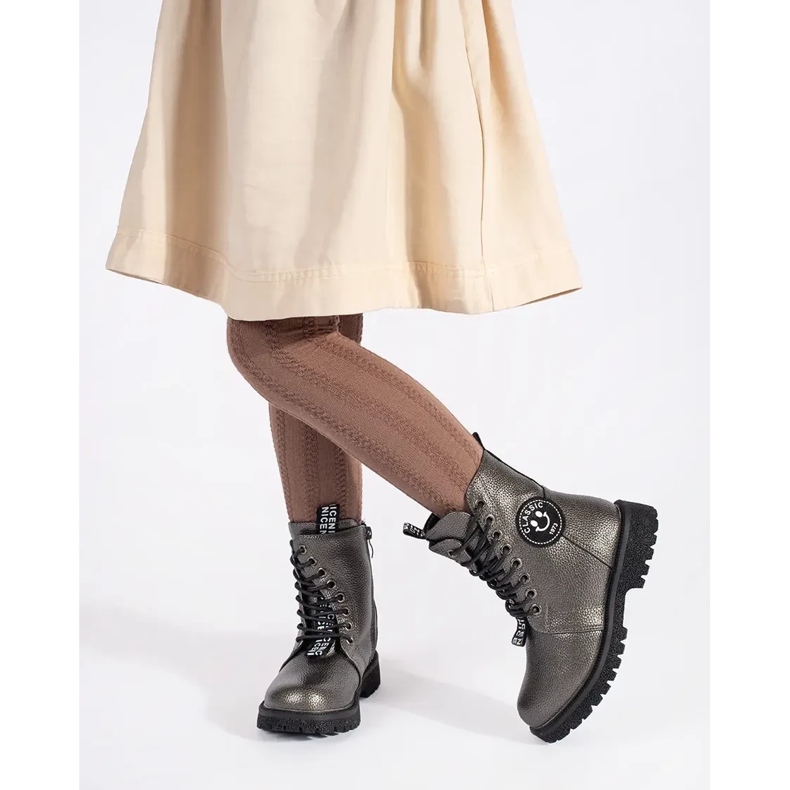 Botins de inverno isolados e com atacadores para menina, cinzentos cinza 1