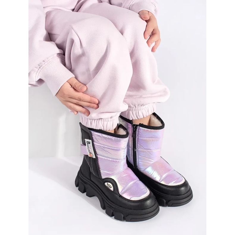 Botas de neve acolchoadas para menina com brilho tolet 1