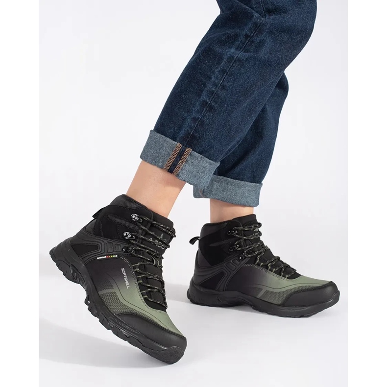 Vico Sapatos de trekking pretos e verdes 1