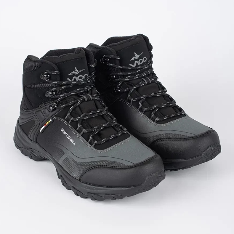 Vico Botas de trekking masculinas com isolamento preto e cinza 1