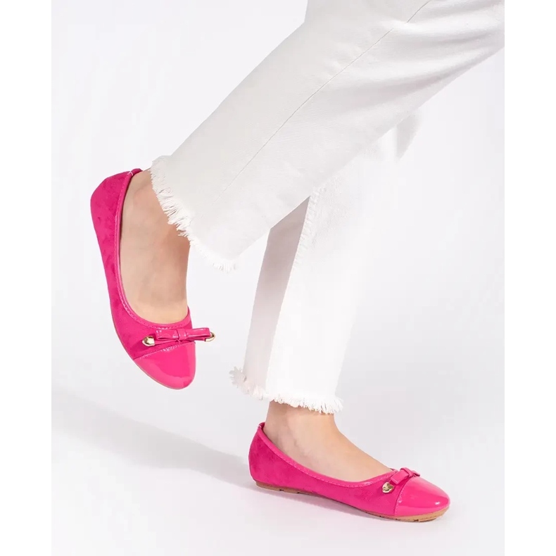Sapatilhas femininas rosa rasteiras com bico envernizado 1 Sapatilhas femininas rosa rasteiras com bico envernizado 1
