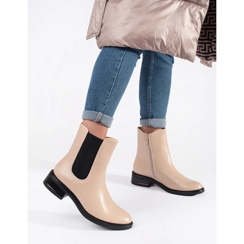Botas Chelsea bege claro com elástico 1 Botas Chelsea bege claro com elástico 1