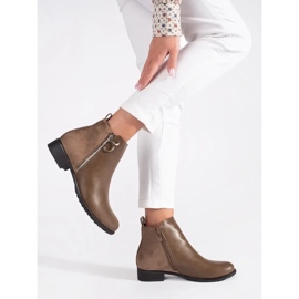 Shelvt Botins rasos marrons com zíper castanho 1