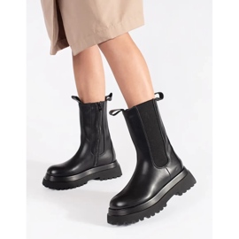 Seastar Botas Chelsea pretas de cano alto na plataforma preto 1