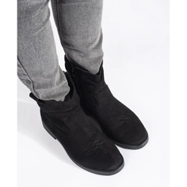 Shelvt Botas cowboy femininas de camurça preta preto 1