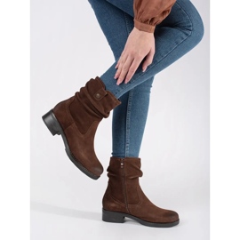 Botins marrons com parte superior em couro com babados de Sergio Leone castanho 1
