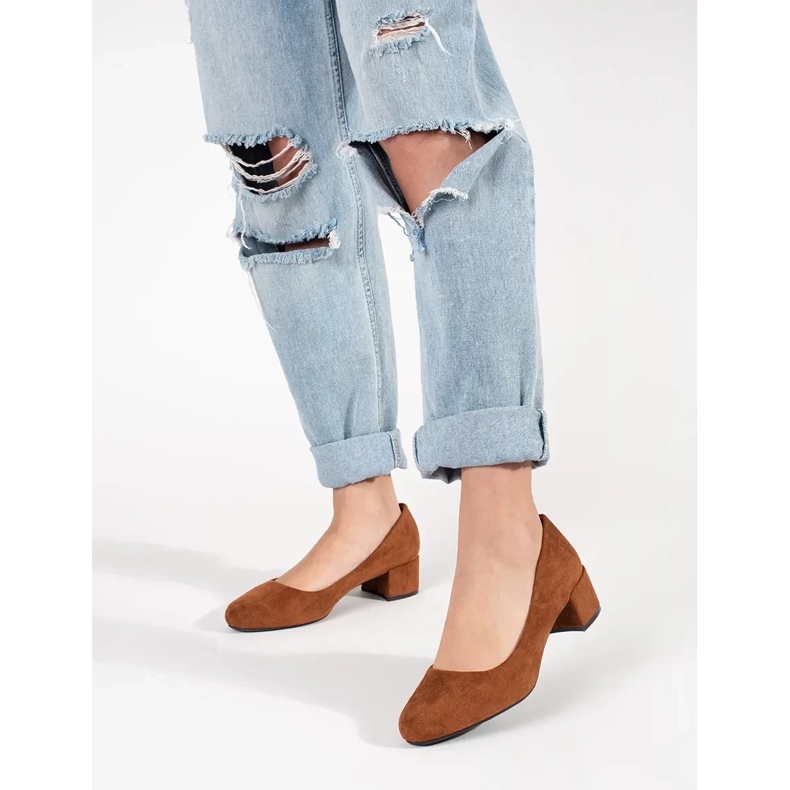 Sergio Leone Bombas de camurça marrom claro no poste castanho 1