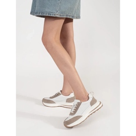 Goodin Couro Open Work Sports Sapatos em uma sola grossa branco 1