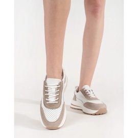 Goodin Couro Open Work Sports Sapatos em uma sola grossa branco 2