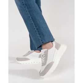 Goodin Couro Open Work Sports Sapatos em uma sola grossa branco 1