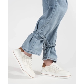 Goodin Tênis de couro de perfuração branca branco 1