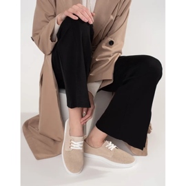 Goodin Tênis bege aberto feitos de couro natural 1