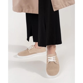 Goodin Tênis bege aberto feitos de couro natural 2