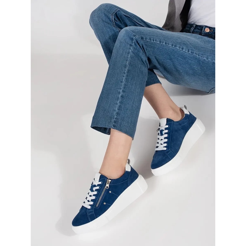 Goodin Tênis azuis em uma sola grossa azul 2