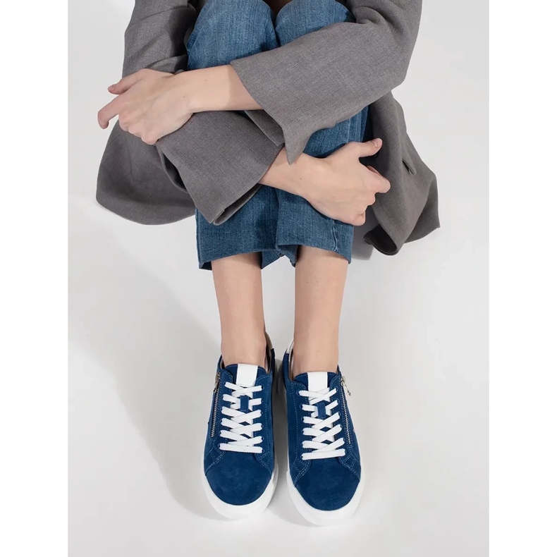 Goodin Tênis azuis em uma sola grossa azul 1