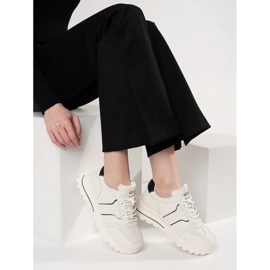 Goodin Sapatos de couro esportivos em uma sola grossa branco 2