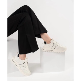 Goodin Sapatos de couro esportivos em uma sola grossa branco 1