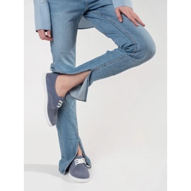 Goodin Tênis azuis abertos feitos de couro natural azul 2