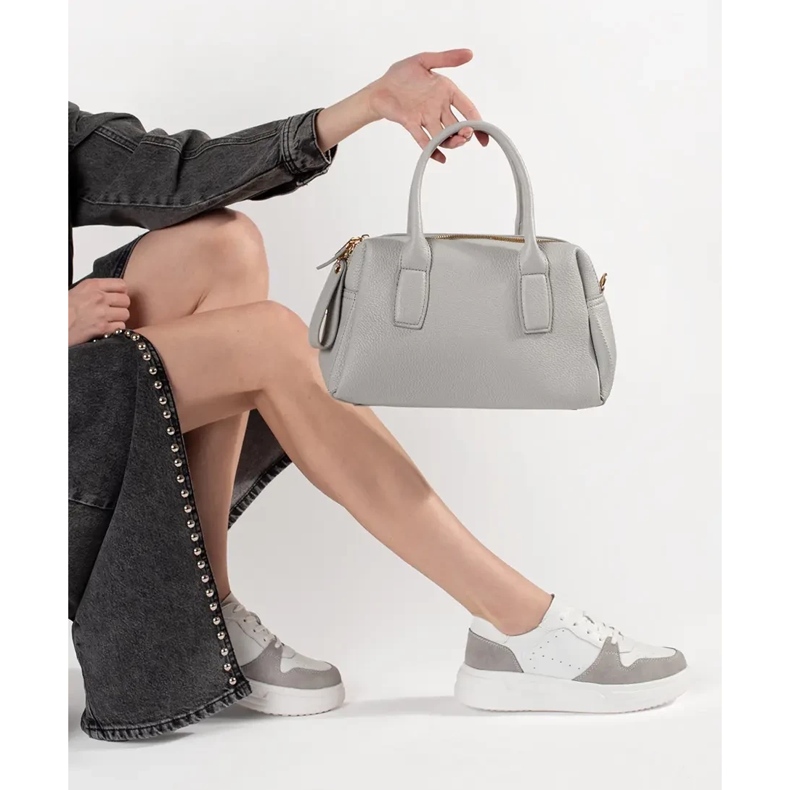 Goodin Tênis de couro branco na plataforma 1