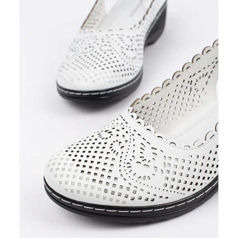 Goodin Sandálias de cunha branca com salto aberto branco 1