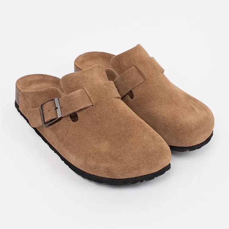 Goodin Chinelos de couro marrom castanho 1