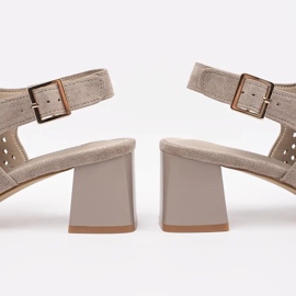 Goodin Sandálias bege de camurça de camurça aberta 1